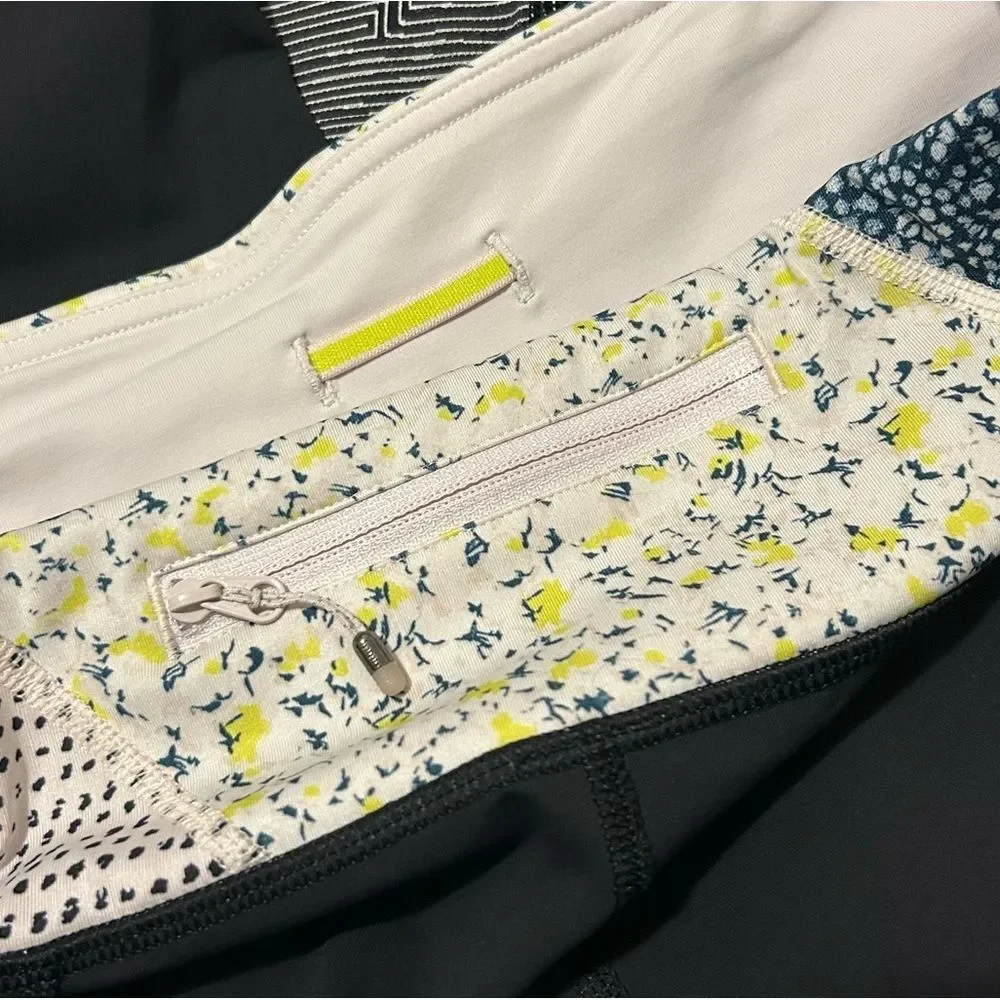 LULULEMON RUN: Inspire Crop II Black/Quilt/Fresh Fleur Neutral Blush Split Pea 8